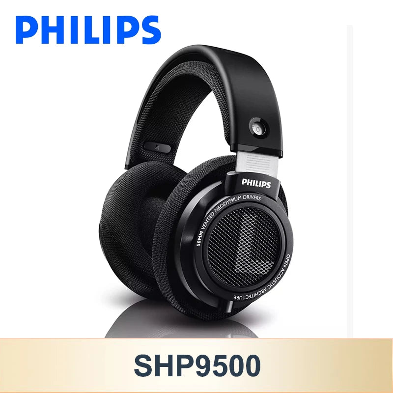 Philips SHP9500 HiFi Wired Headphones Stereo Monitor Gaming Headset with 50mm Dynamic Driver, Professional Audio Earphones for Music & E-Sports