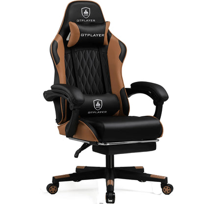 GTPLAYER Sedia da gaming Sedia gamer Sedia da ufficio ergonomica con poggiapiedi, supporto lombare regolabile e cuscini da gaming