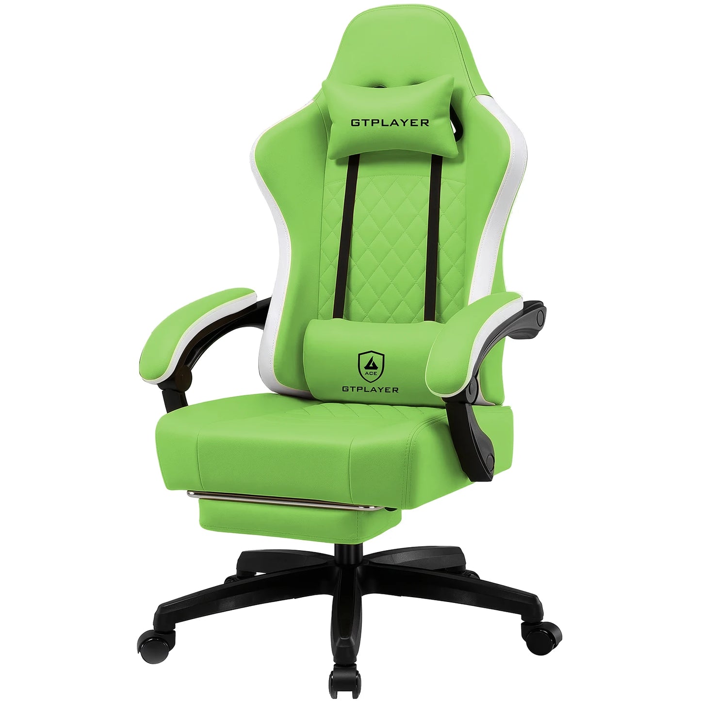 GTPLAYER Gaming Chair Ergonomic Gaming Armchair Desk Chair Faux Leather, Spring Seat Cushion, Connecting Armrests and Footrest 150KG