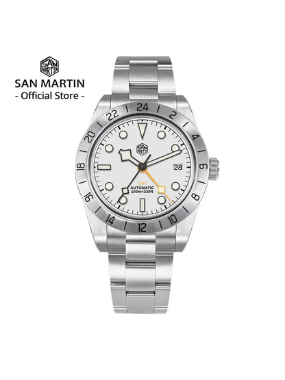 San Martin Neue 39mm NH34 BB GMT Automatikuhr, mechanische Sportuhr, Saphirglas, Leuchtanzeige, wasserdicht bis 100m, für Herren, Relogio SN0054