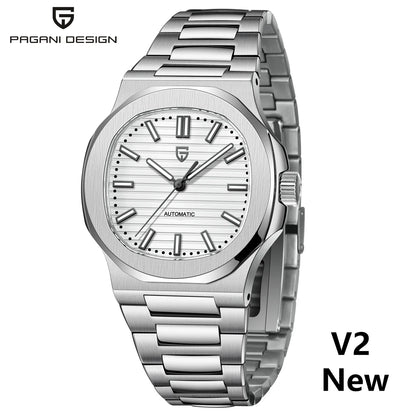 PAGANI DESIGN 2026 Neue luxuriöse Automatikuhr für Herren, mechanische Armbanduhr aus Edelstahl mit Saphirglas, 40MM, Barrel-Zifferblatt
