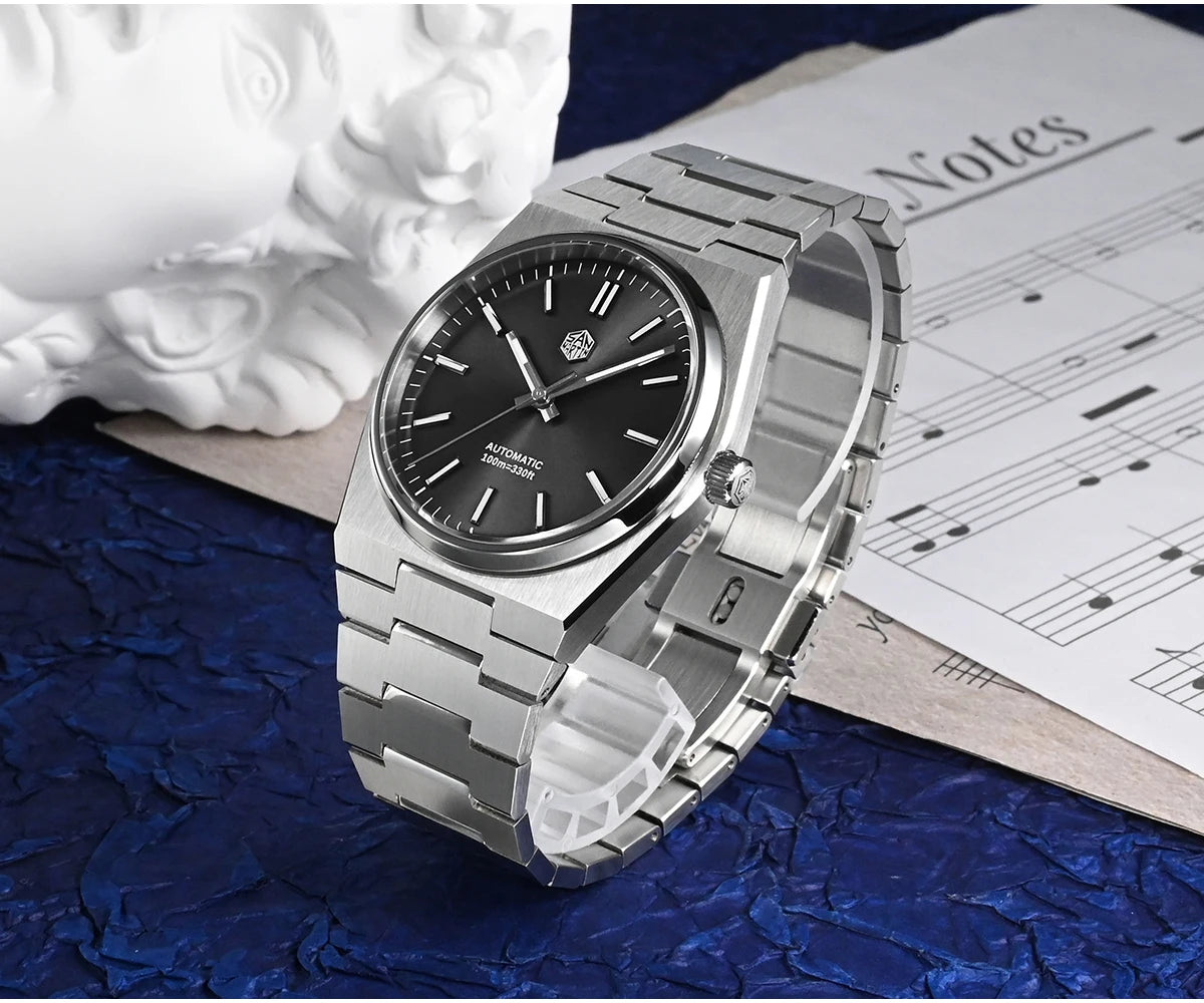 San Martin klassische Herrenuhr 40mm Miyota 9015 Luxus-Dresswatch Automatik-Mechanikuhr mit Schnellwechselarmband SN0023 Reloj