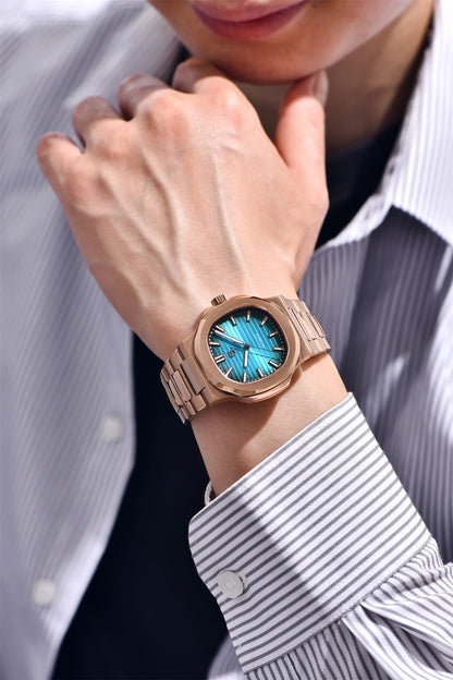 PAGANI DESIGN 2026 Neue luxuriöse Automatikuhr für Herren, mechanische Armbanduhr aus Edelstahl mit Saphirglas, 40MM, Barrel-Zifferblatt