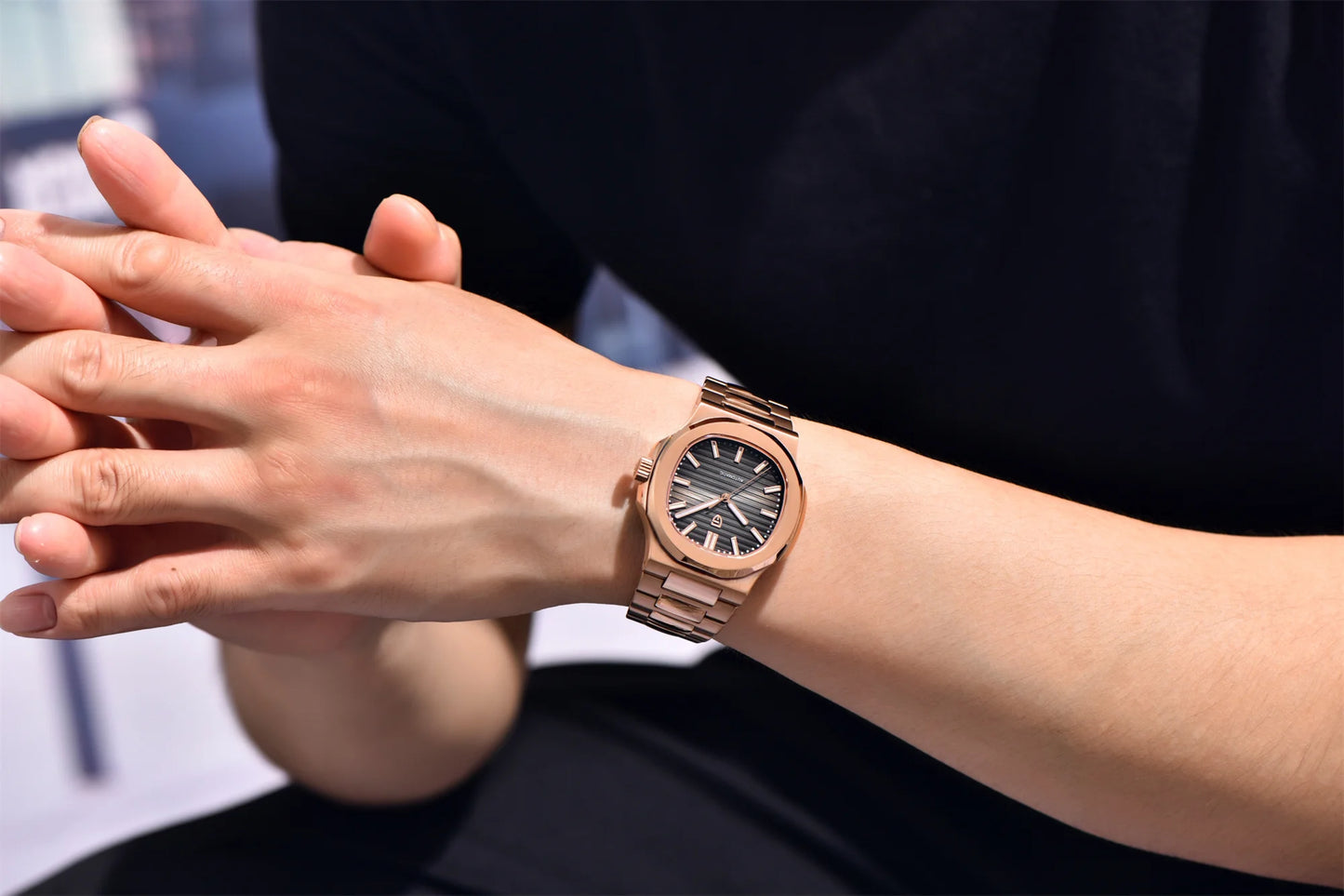 PAGANI DESIGN 2026 Neue luxuriöse Automatikuhr für Herren, mechanische Armbanduhr aus Edelstahl mit Saphirglas, 40MM, Barrel-Zifferblatt