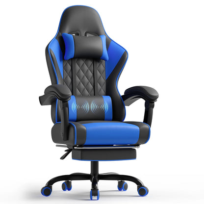 HOMALL Ergonomic Massage Gaming Chair with Lumbar Support, Adjustable Height Reclining Computer Chair, Swivel Office Chair with Headrest & Footrest