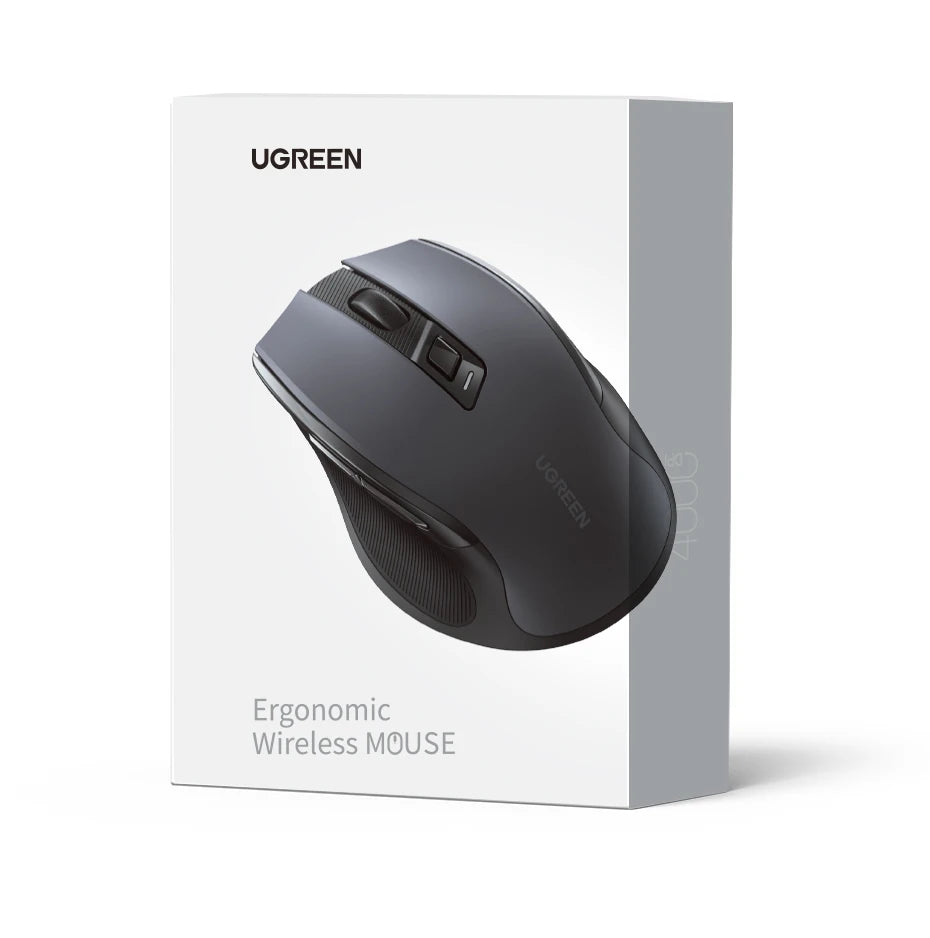 UGREEN kabellose Maus Bluetooth 5.0, ergonomische Maus 4000DPI mit 6 leisen Tasten, für MacBook, Tablet, Laptops, Computer, PC, 2.4G-Maus
