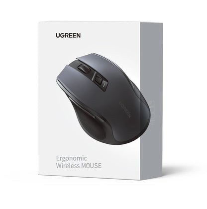 Ratón inalámbrico UGREEN Bluetooth 5.0 ergonómico 4000DPI con 6 botones silenciosos para MacBook, tabletas, portátiles, ordenador PC y conexión 2.4G