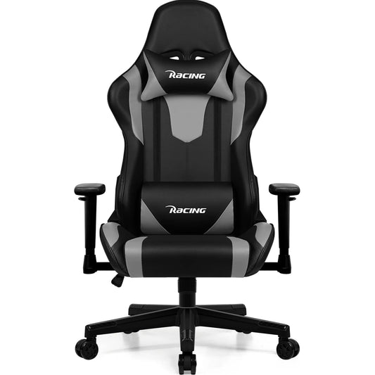 Hiazurm Office chair, Gaming chair for adults with adjustable backrest and armrests, Gaming chair with 3D wing contour design, Ergonomic office chair with S-shaped back support, Gaming chair with one-piece steel frame