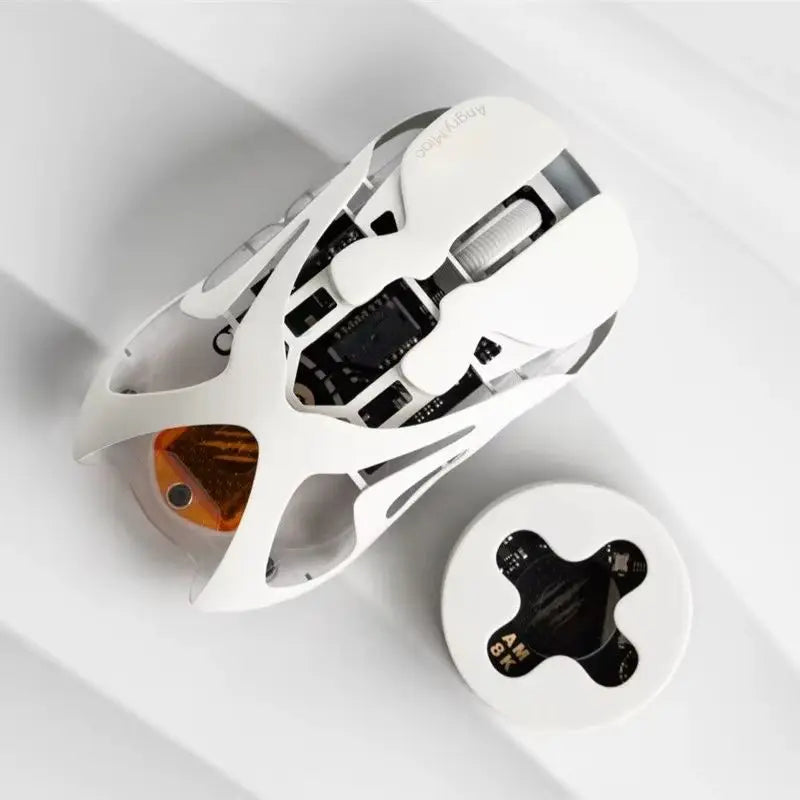 Mouse gaming wireless Angry Miao Infinity, metallo ultraleggero hollow, hot-swappable, PAW3950, dual 8K cablato, tri-mode
