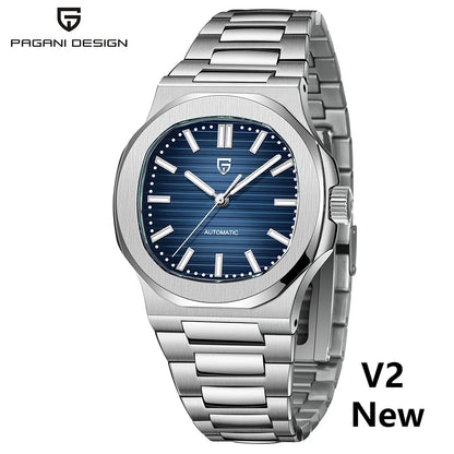 PAGANI DESIGN 2026 Neue luxuriöse Automatikuhr für Herren, mechanische Armbanduhr aus Edelstahl mit Saphirglas, 40MM, Barrel-Zifferblatt