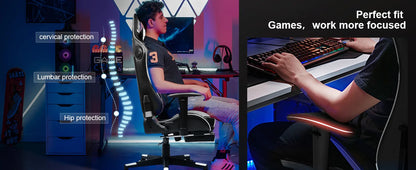 GTPLAYER Gaming chair with Footrests Bluetooth loudspeaker Music chair Ergonomic Computer chair Desk chair
