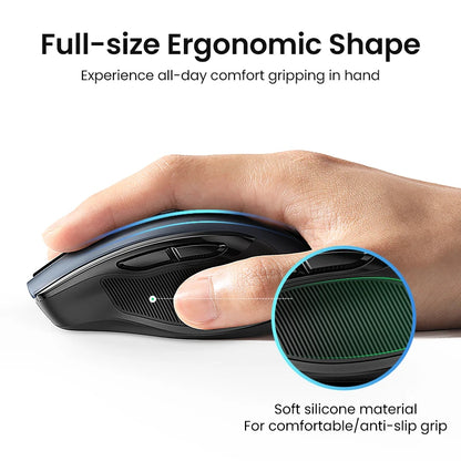 UGREEN kabellose Maus Bluetooth 5.0, ergonomische Maus 4000DPI mit 6 leisen Tasten, für MacBook, Tablet, Laptops, Computer, PC, 2.4G-Maus