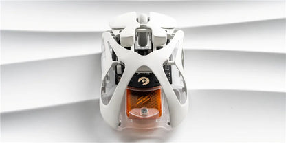 Mouse gaming wireless Angry Miao Infinity, metallo ultraleggero hollow, hot-swappable, PAW3950, dual 8K cablato, tri-mode
