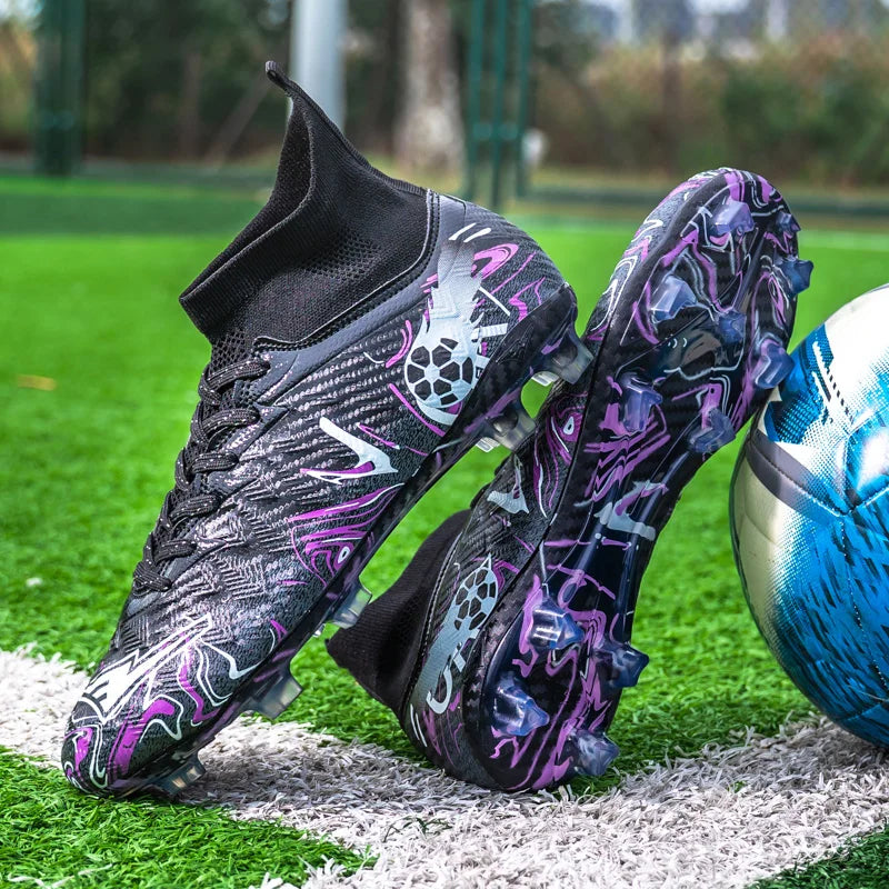 ro Performance HighCut Soccer Boots FG TF Studs Breathable Lightweight Cleats for Outdoor Grass and Turf Training Matches