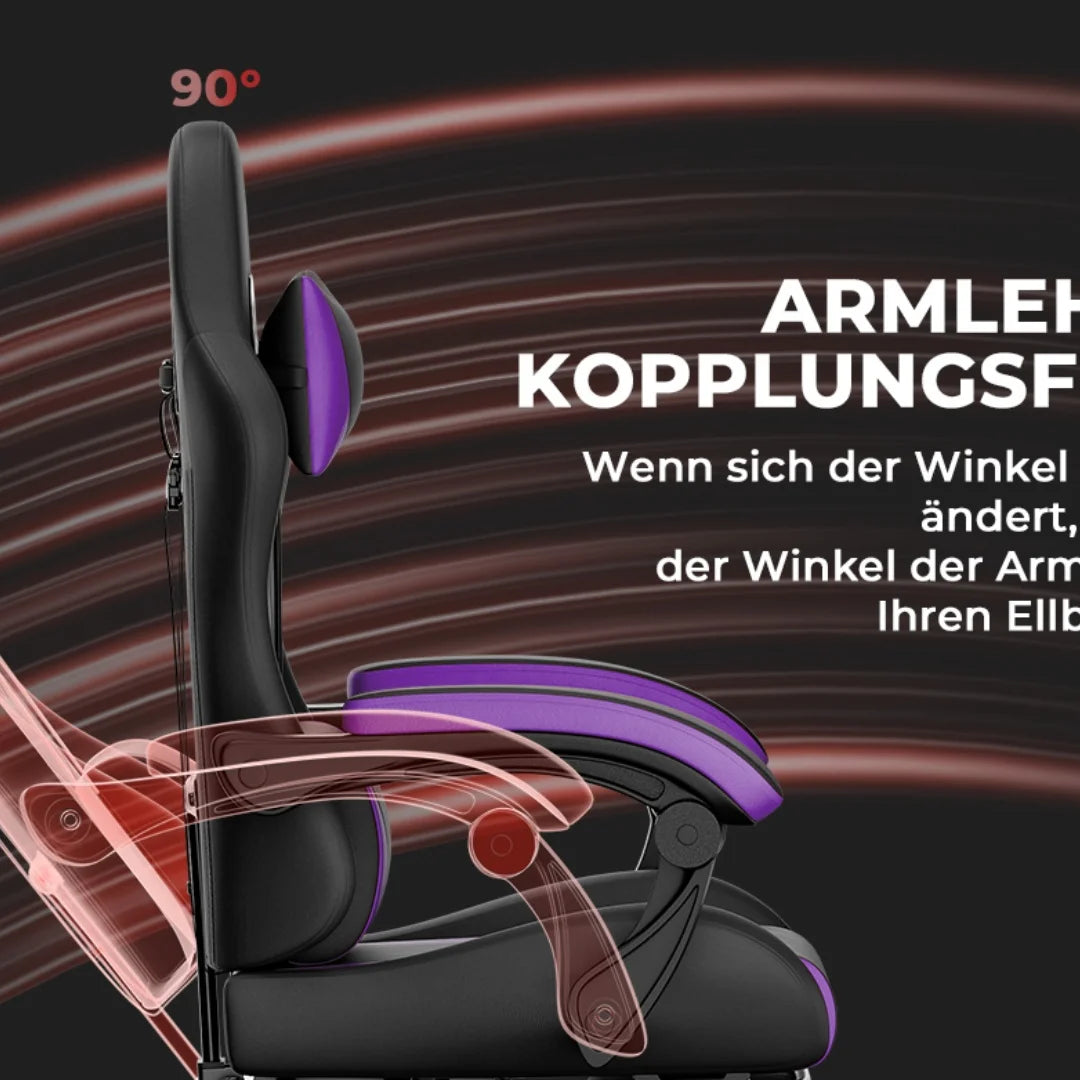 Gaming Chair Ergonomic Gaming Chair with Lumbar Cushion and Headrest, Gamer Chair Height Adjustable, PC Chair for Adults