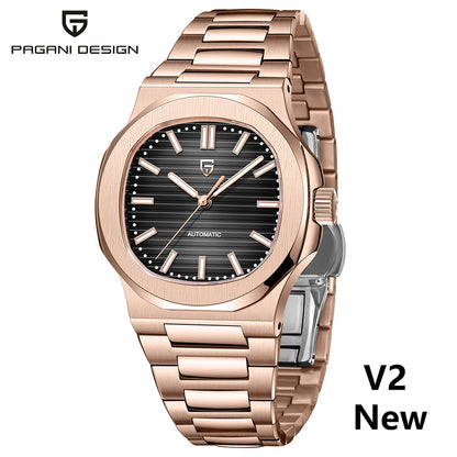 PAGANI DESIGN 2026 Neue luxuriöse Automatikuhr für Herren, mechanische Armbanduhr aus Edelstahl mit Saphirglas, 40MM, Barrel-Zifferblatt