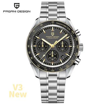 PAGANI DESIGN Planetary Series Saturn Light Tan  Quartz Watch Men Speed Chronograph AR Sapphire crystal Wristwatch Men 2026 New