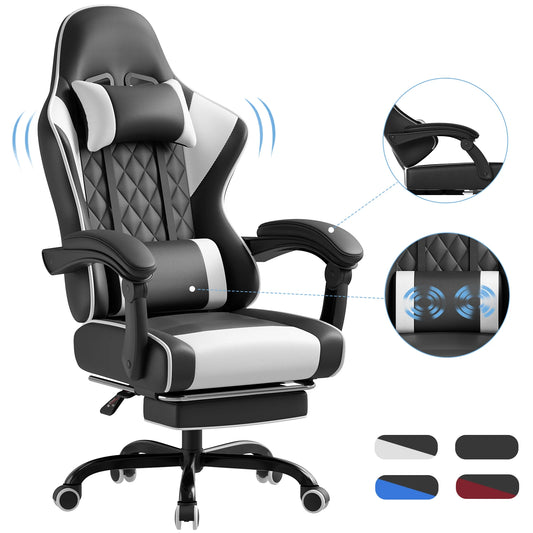 HOMALL Height Adjustable Massage Gaming chair Ergonomic Design with Lumbar Support Headrest Swivel chair