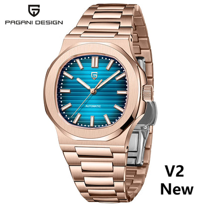 PAGANI DESIGN 2026 Neue luxuriöse Automatikuhr für Herren, mechanische Armbanduhr aus Edelstahl mit Saphirglas, 40MM, Barrel-Zifferblatt