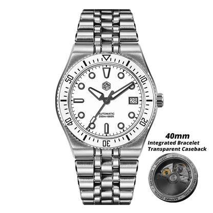 Relógio de mergulho de luxo para homem San Martin 40mm Miyota 9015, mostrador em esmalte sunburst, relógio de pulso mecânico automático, resistente à água 200m, SN0148