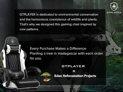 GTPLAYER Sedia da gaming Sedia gamer Sedia da ufficio ergonomica con poggiapiedi, supporto lombare regolabile e cuscini da gaming