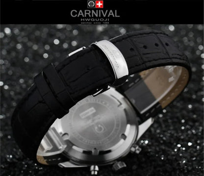 Chronograph luminous military running sport full steel men stopwatch genuine leather strap luxury brand watches sapphire reloj