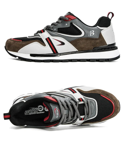 BONA New Designers Scarpe sportive in pelle action da uomo, sneakers da running, scarpe da tennis maschili, calzature da camminata trendy per il fitness