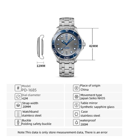 2022 Neue PAGANI DESIGN 1685 Herrenuhr – mechanische Armbanduhr für Herren, Automatikuhr, Japan NH35A, 20Bar Taucheruhr