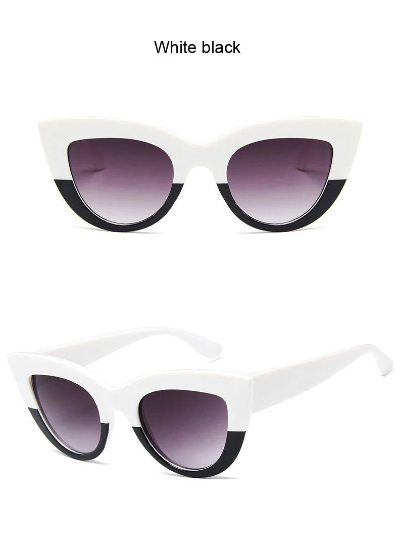 New Retro Fashion Sunglasses Woman Brand Designer Vintage Cat Eye Black Sun Glasses Female Lady UV400 Oculos