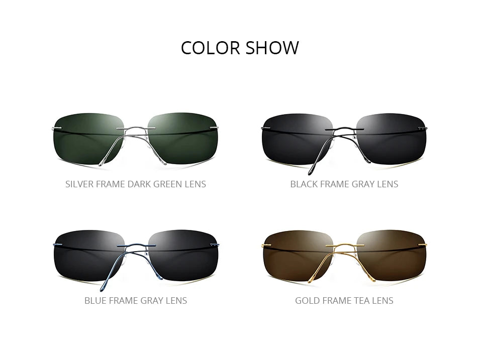 FONEX Titanium Rimless Sunglasses Men Austria Ultralight Frameless Square Polarized Sun Glasses for Women Japanese Shades 85694