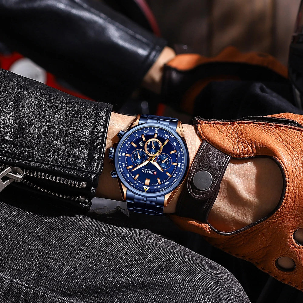 Zegarek męski CURREN – modny zegarek renomowanej marki, model luksusowy, wodoodporny, ze stali, w stylu sportowym, chronograf kwarcowy
