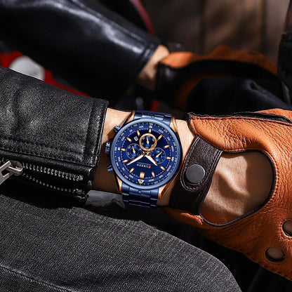 Zegarek męski CURREN – modny zegarek renomowanej marki, model luksusowy, wodoodporny, ze stali, w stylu sportowym, chronograf kwarcowy