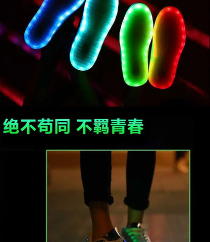 Men's Shoes Glowing Light LED Women Spring Fashion Casual Sport Lamp Party Golden Silver Boots Luminous Dancing Flats Sneakers