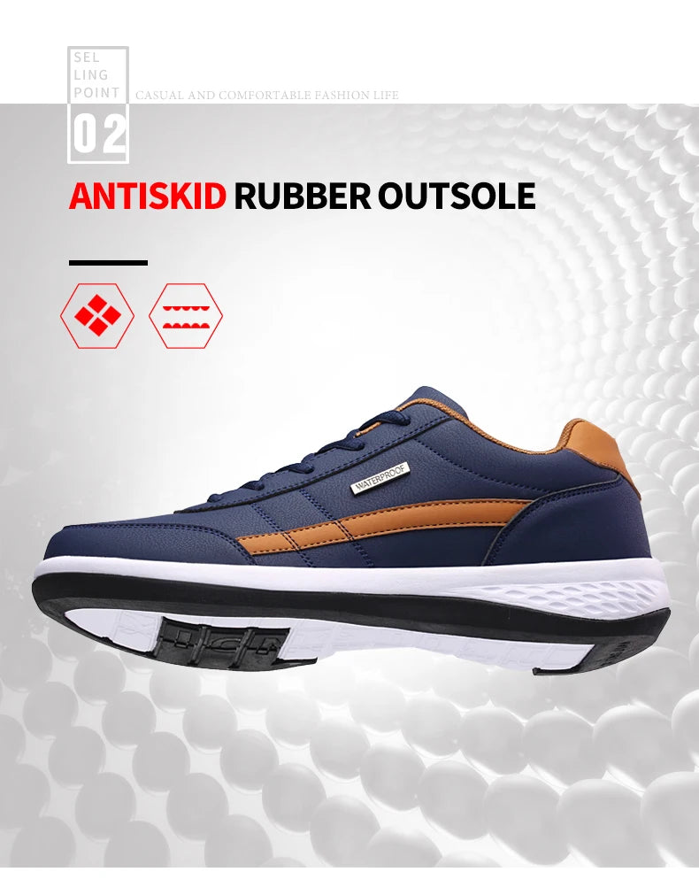 Leather Men's Sneakers Trendy Casual Italian Breathable Leisure Male Sneakers Non-Slip Footwear Men Vulcanized Shoes