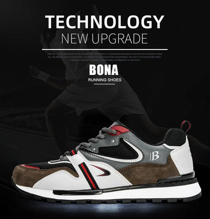 BONA New Designers Scarpe sportive in pelle action da uomo, sneakers da running, scarpe da tennis maschili, calzature da camminata trendy per il fitness
