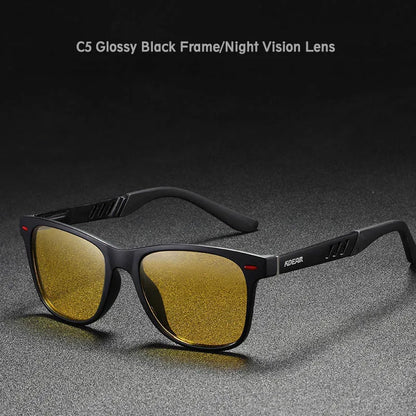 KDEAM Photochromic and Polarized Sunglasses Men Navigational Aluminum Magnesium Frame Men's Glasses UV400 Night Vision Goggles