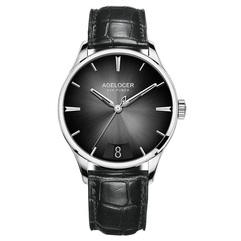 AGELOCER Original Budapest Watch Steel Strap Men's Business Dress Big Calendar Automatic Mechanical Watch Birthday Gift for Men