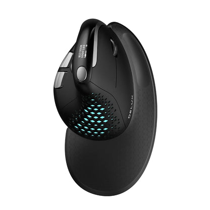 Rato Vertical Ergonómico Delux M618XSD Seeker com Ecrã OLED 4000DPI, Recarregável, 1000mA e Tampa Traseira Amovível para Computador