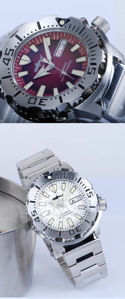 Heimdallr Sharkey Monster V2 Herren-Taucheruhr, 316L-Edelstahl, Japan NH36A-Uhrwerk, 200M wasserdicht, mechanische Herrenuhr