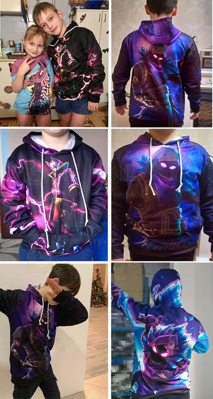 Sudadera con capucha de Fortnite con llama impresa en 3D, estilo Battle Royale de dibujos animados, para hombre y mujer, camiseta con capucha de héroe de videojuego para adolescentes