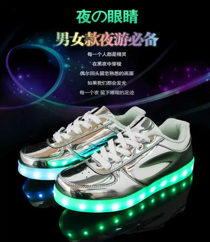 Men's Shoes Glowing Light LED Women Spring Fashion Casual Sport Lamp Party Golden Silver Boots Luminous Dancing Flats Sneakers