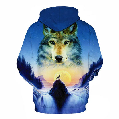 Cool Space Galaxy Wolf Hoodie Hoodies Men Bright Wolf Fashion Handsome Wolf Hoodies Spring Autumn Pullovers Sweatshirts Sweat