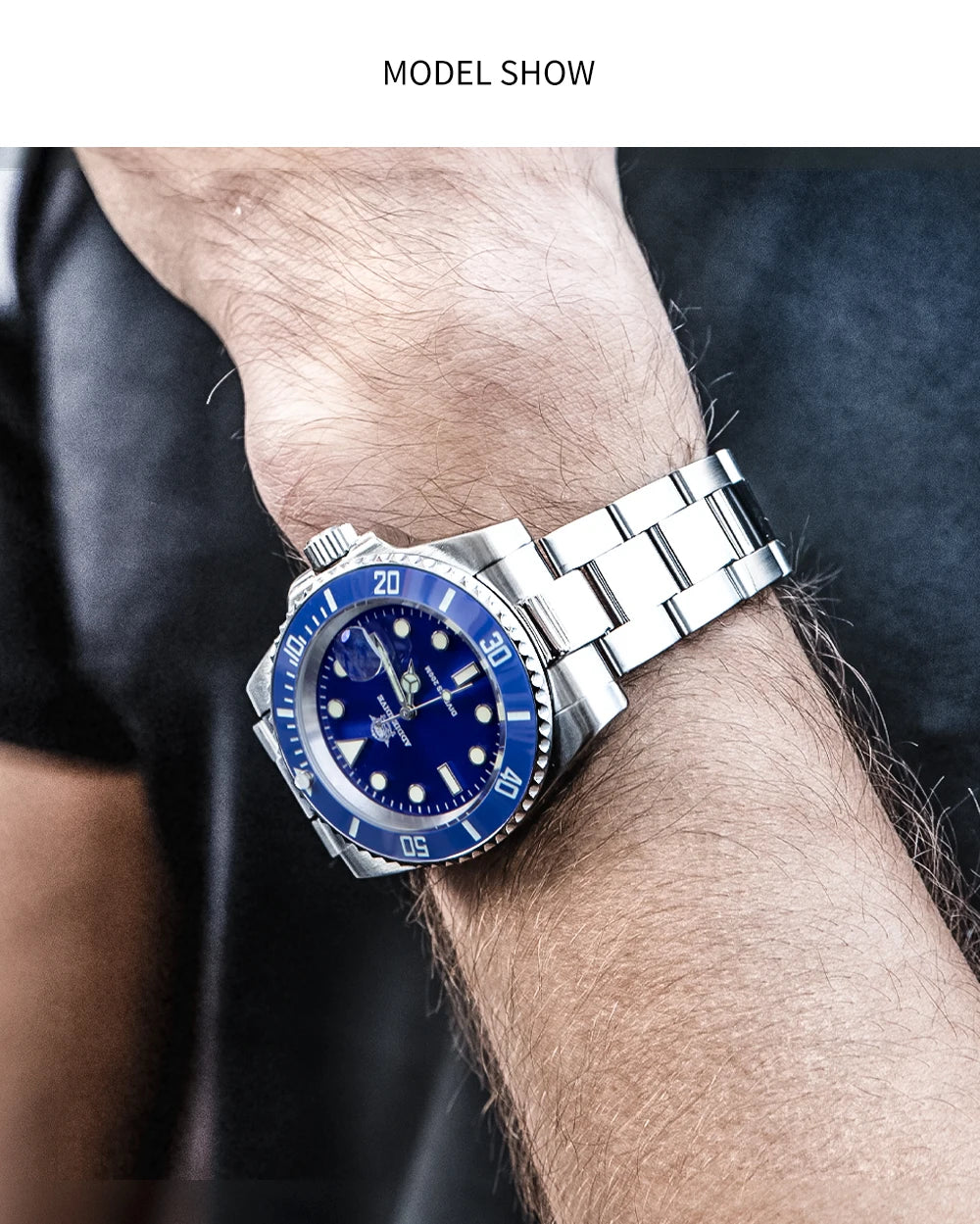 Relógio ADDIESDIVE em aço inoxidável para homem, relógio de quartzo de lazer empresarial europeu e americano, resistente à água, para desporto ao ar livre