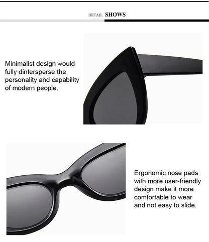 New Retro Fashion Sunglasses Woman Brand Designer Vintage Cat Eye Black Sun Glasses Female Lady UV400 Oculos