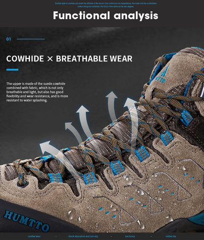 HUMTTO New Hiking Shoes Men's Waterproof Outdoor Sneakers for Men Leather Women Walking Climbing Trekking Sport Men's Boots Women's