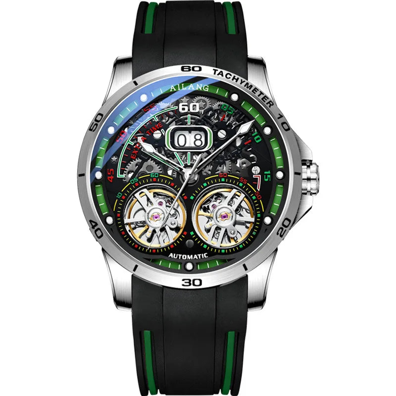 AILANG Super Cool Double Tourbillon Automatic Mechanical Watch Men Luxury Brand Luminous Waterproof Watches Men's Reloj Hombre