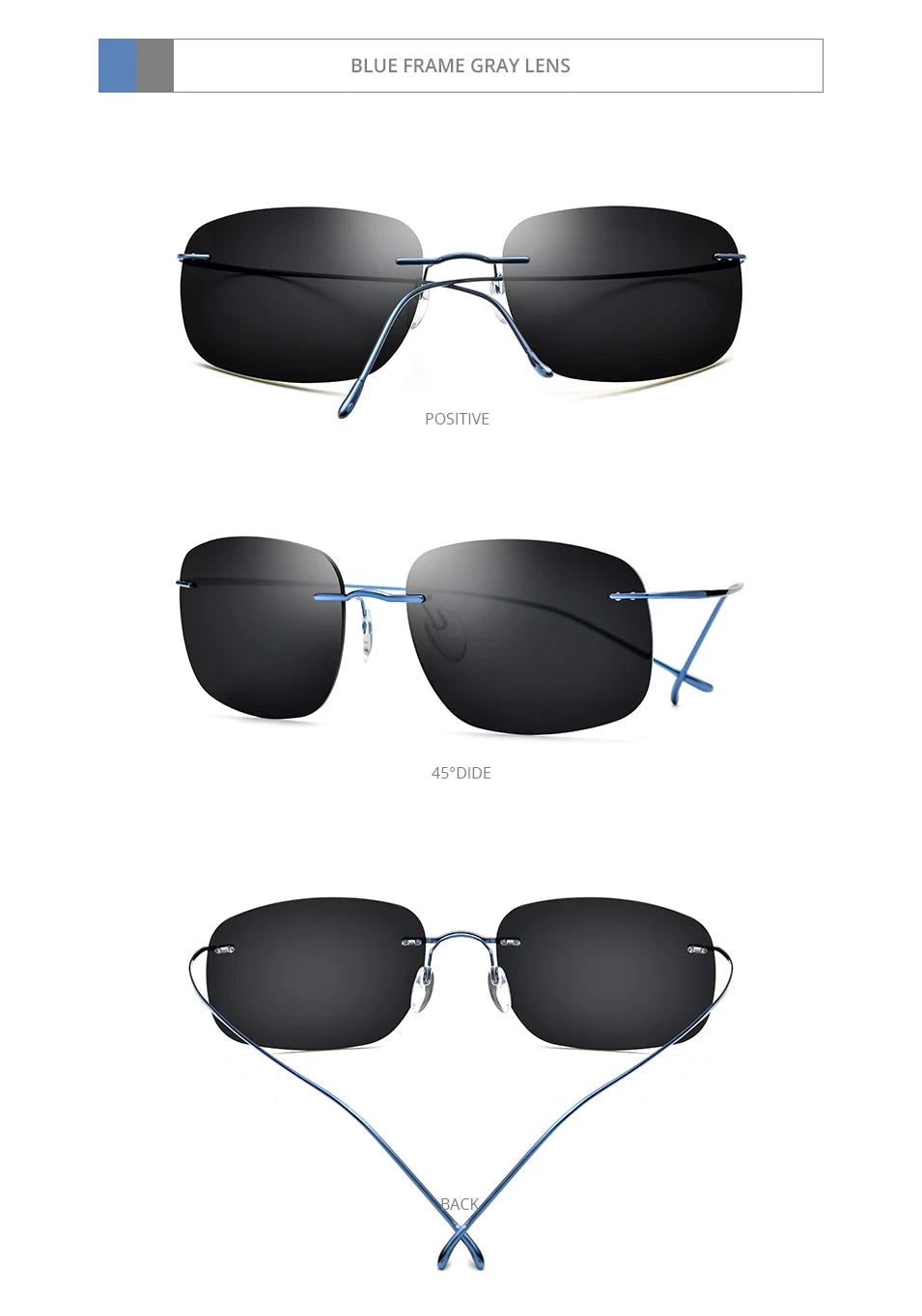 FONEX Titanium Rimless Sunglasses Men Austria Ultralight Frameless Square Polarized Sun Glasses for Women Japanese Shades 85694