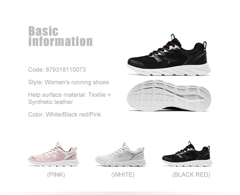 Zapatillas de running Xtep para mujer, nueva moda, ligeras y transpirables, con amortiguación, calzado deportivo femenino 879318110073