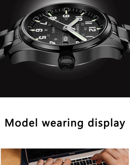 Orologio da uomo CARNIVAL Luxury Brand 8638 al quarzo, lancette luminose, impermeabile, in solido acciaio inossidabile
