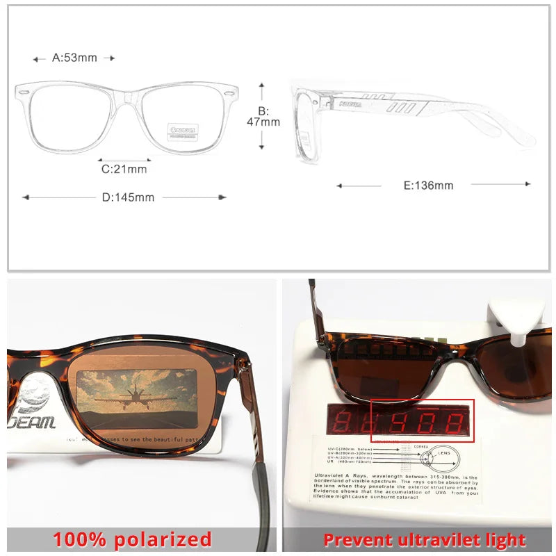 KDEAM Photochromic and Polarized Sunglasses Men Navigational Aluminum Magnesium Frame Men's Glasses UV400 Night Vision Goggles